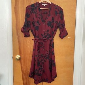 41 Hawthorne Maroon Black Floral Dress